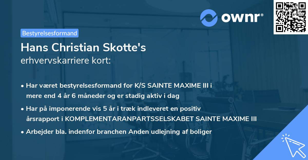 Hans Christian Skotte's erhvervskarriere kort