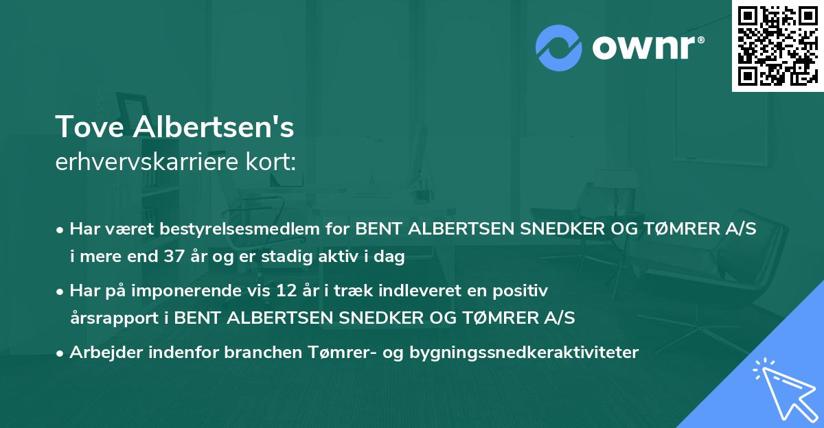 Tove Albertsen's erhvervskarriere kort