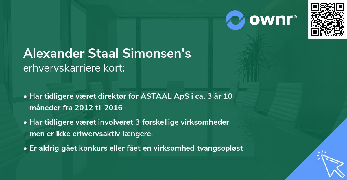 Alexander Staal Simonsen's erhvervskarriere kort