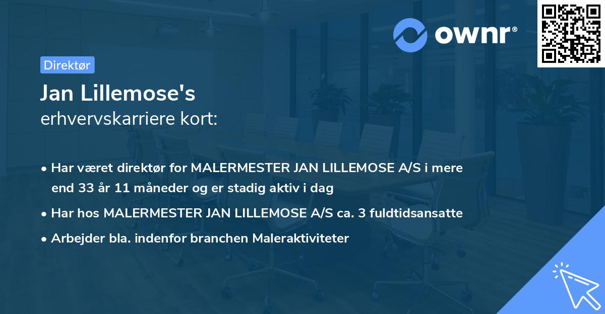 Jan Lillemose's erhvervskarriere kort
