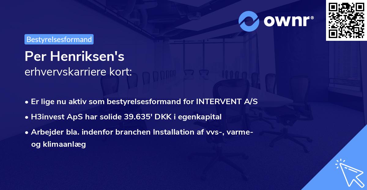 Per Henriksen's erhvervskarriere kort
