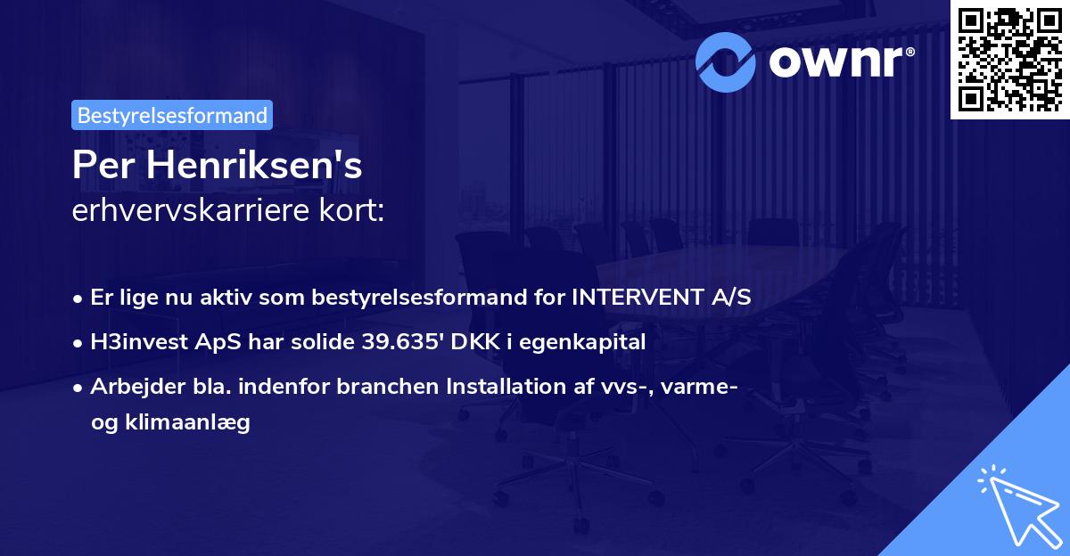 Per Henriksen's erhvervskarriere kort