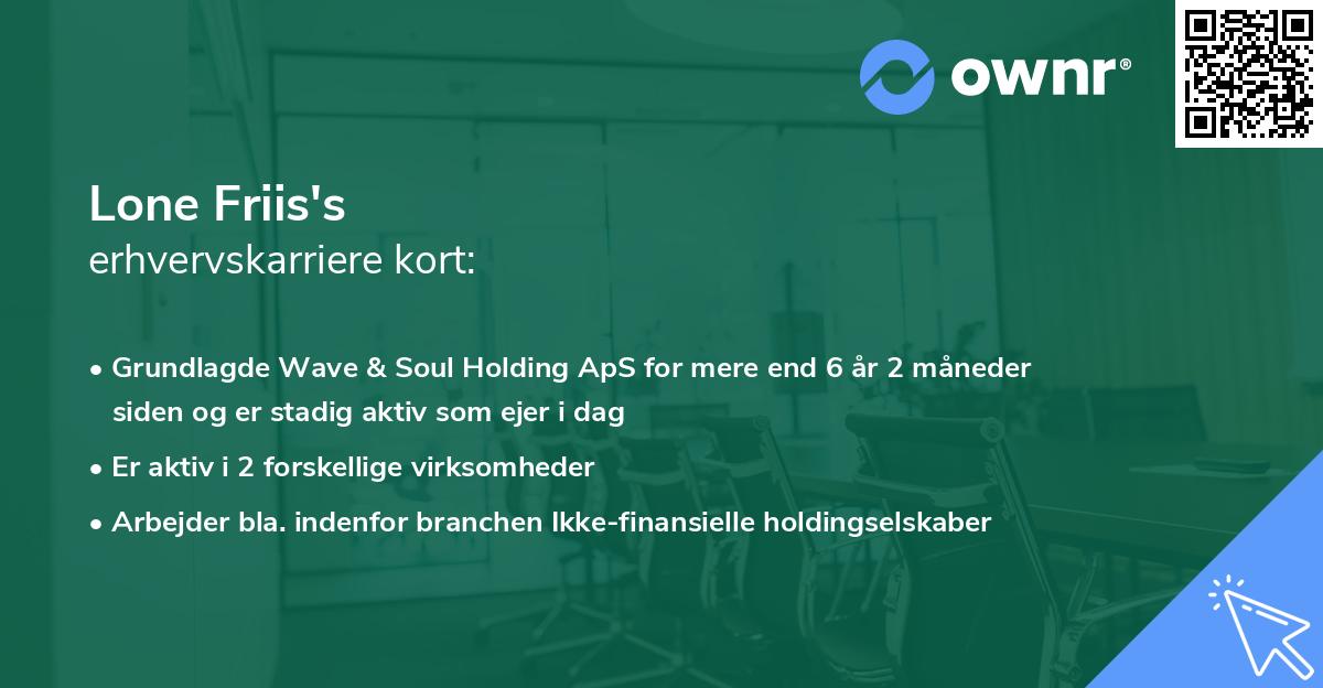 Lone Friis's erhvervskarriere kort