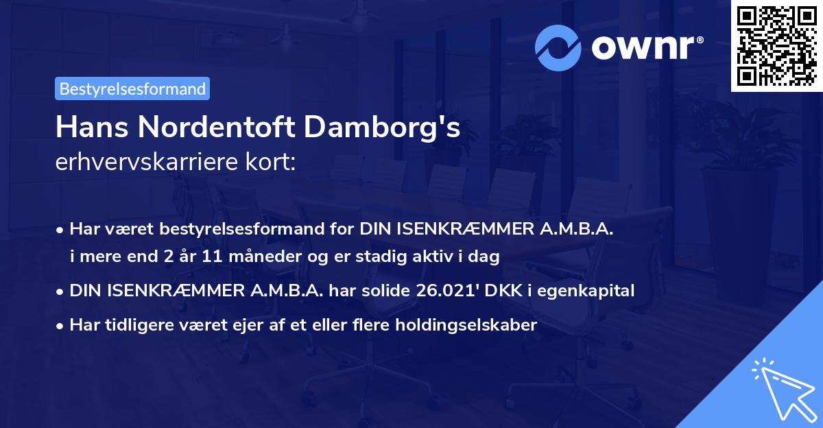 Hans Nordentoft Damborg's erhvervskarriere kort