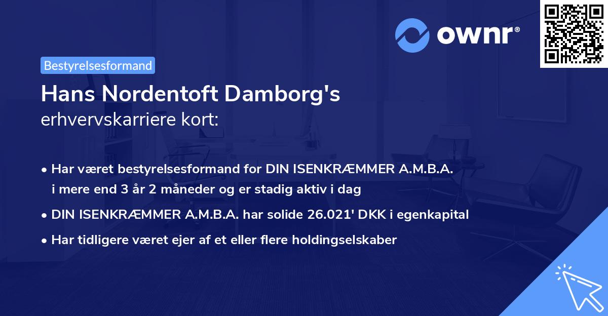 Hans Nordentoft Damborg's erhvervskarriere kort