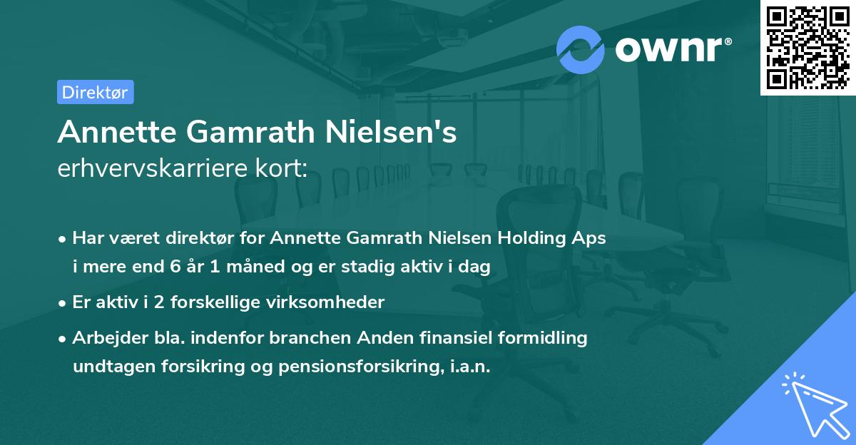 Annette Gamrath Nielsen's erhvervskarriere kort