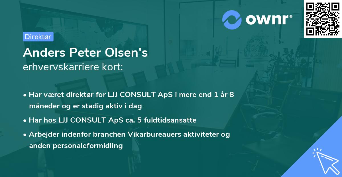 Anders Peter Olsen's erhvervskarriere kort
