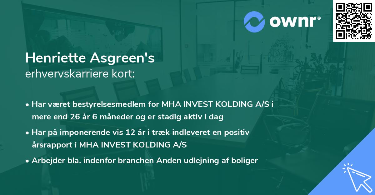 Henriette Asgreen's erhvervskarriere kort