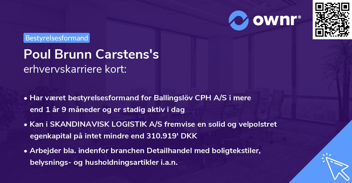 Poul Brunn Carstens's erhvervskarriere kort