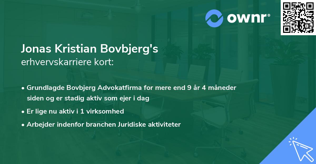 Jonas Kristian Bovbjerg's erhvervskarriere kort