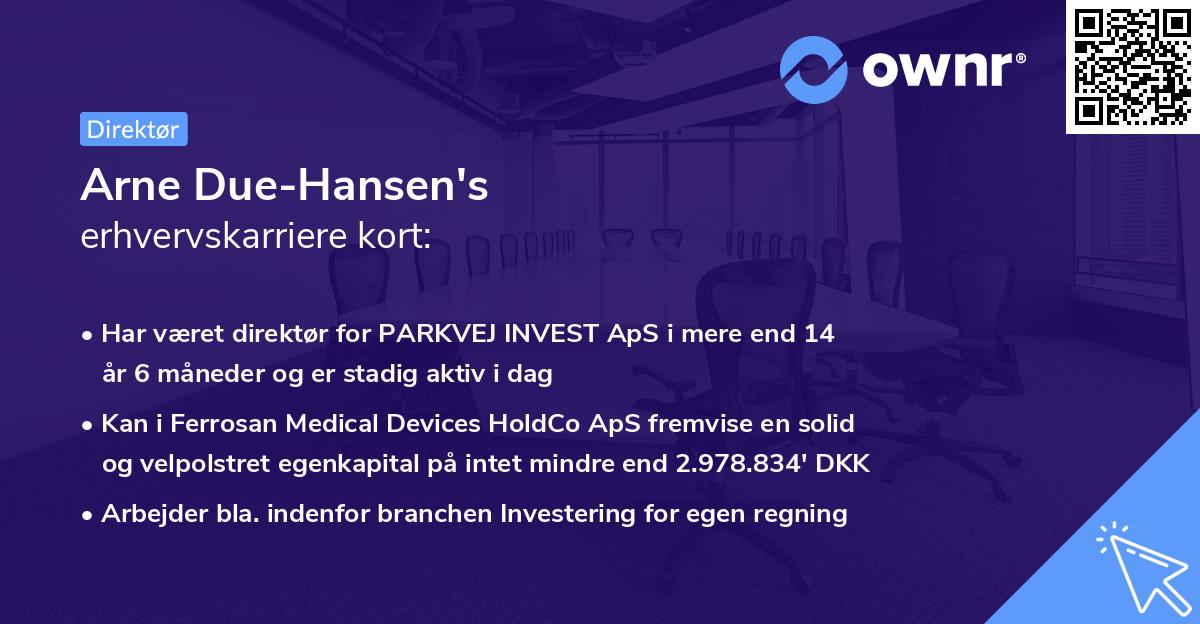 Arne Due-Hansen's erhvervskarriere kort