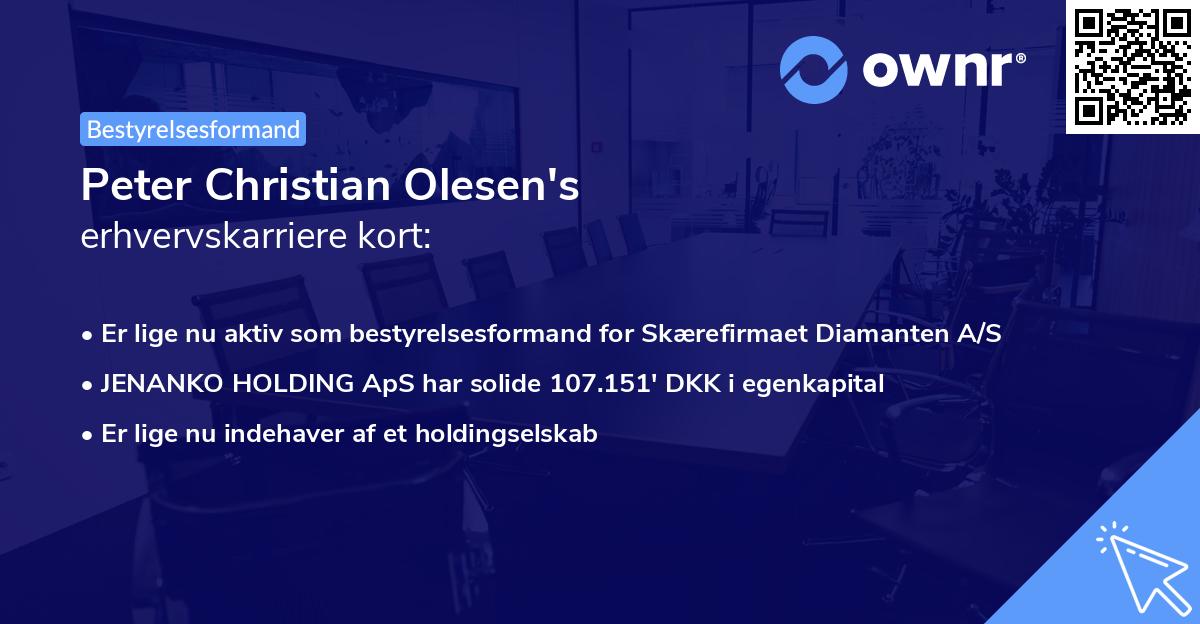 Peter Christian Olesen's erhvervskarriere kort