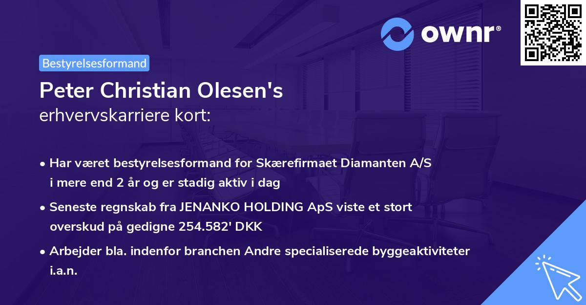 Peter Christian Olesen's erhvervskarriere kort
