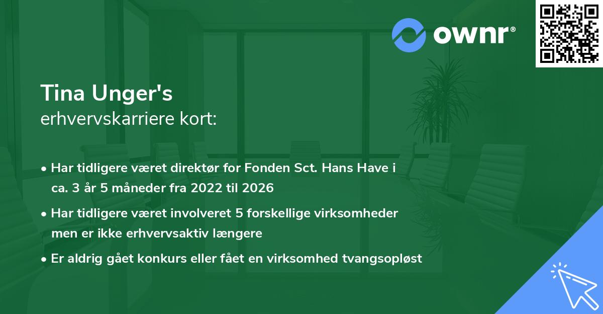 Tina Unger's erhvervskarriere kort