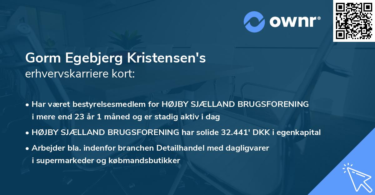 Gorm Egebjerg Kristensen's erhvervskarriere kort