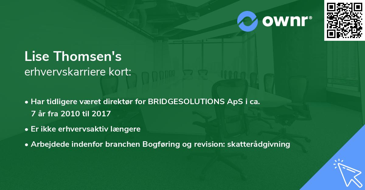 Lise Thomsen's erhvervskarriere kort