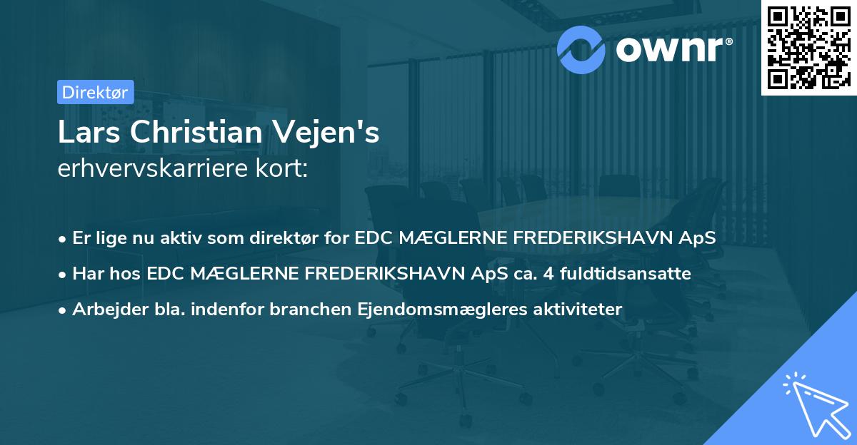 Lars Christian Vejen's erhvervskarriere kort