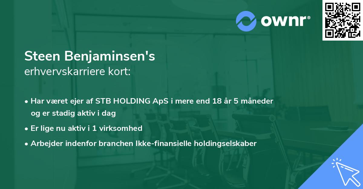 Steen Benjaminsen's erhvervskarriere kort
