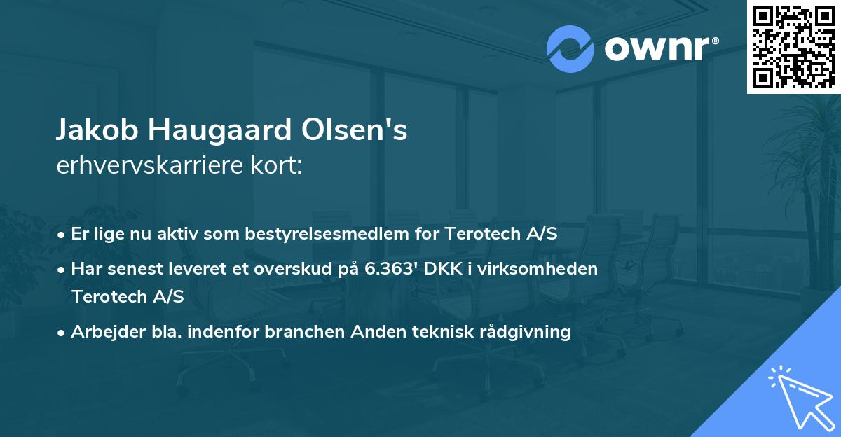Jakob Haugaard Olsen's erhvervskarriere kort