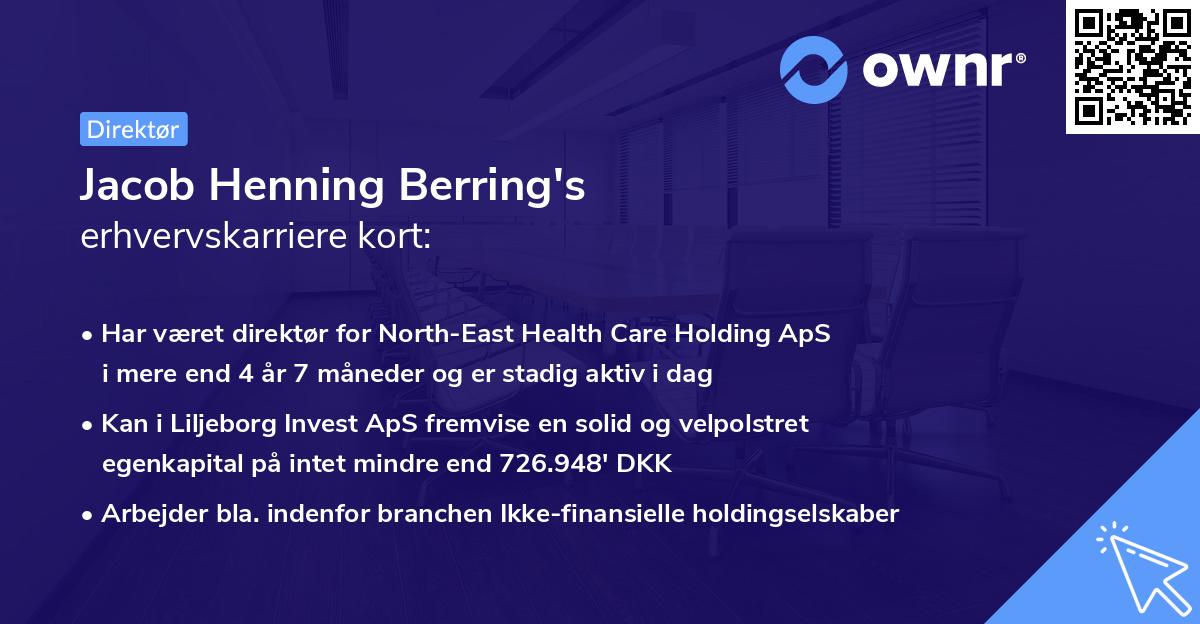 Jacob Henning Berring's erhvervskarriere kort