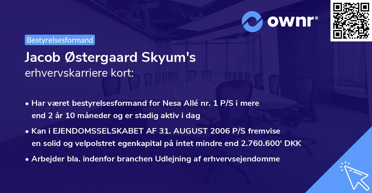 Jacob Østergaard Skyum's erhvervskarriere kort