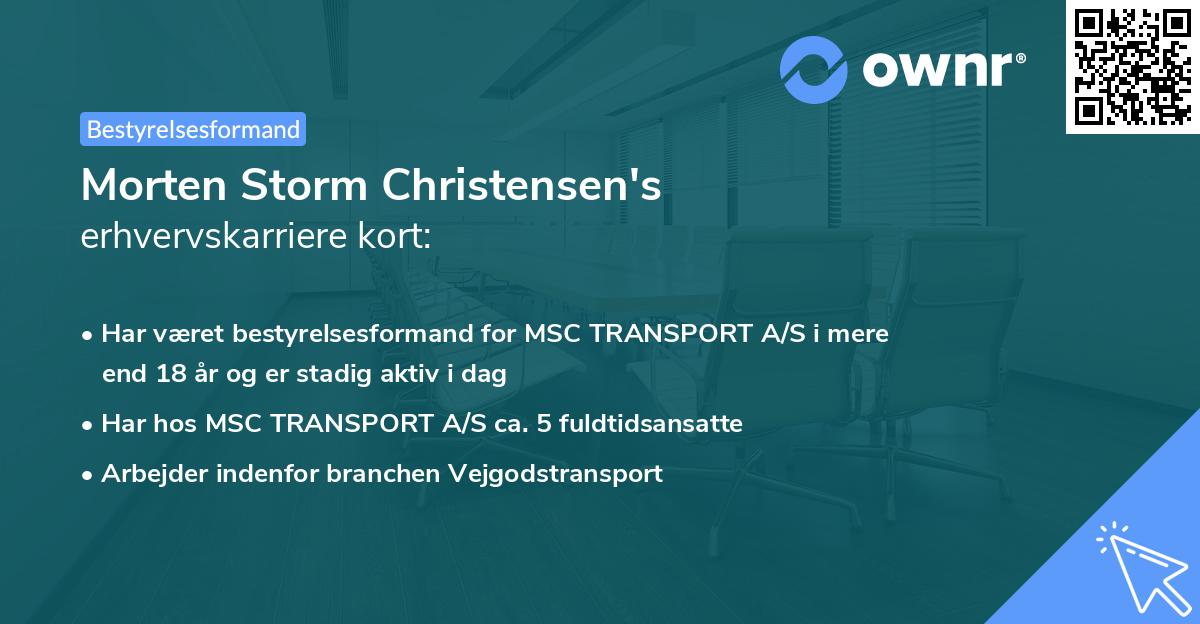 Morten Storm Christensen's erhvervskarriere kort