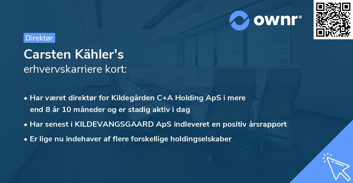 Carsten Kähler's erhvervskarriere kort