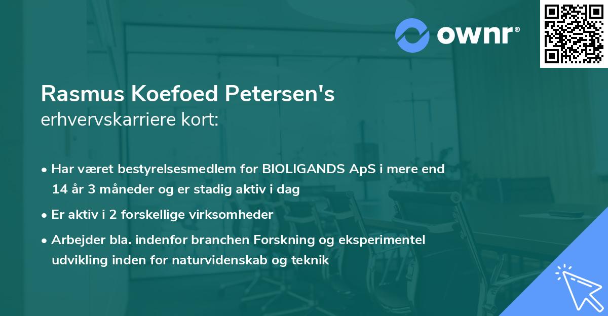 Rasmus Koefoed Petersen's erhvervskarriere kort