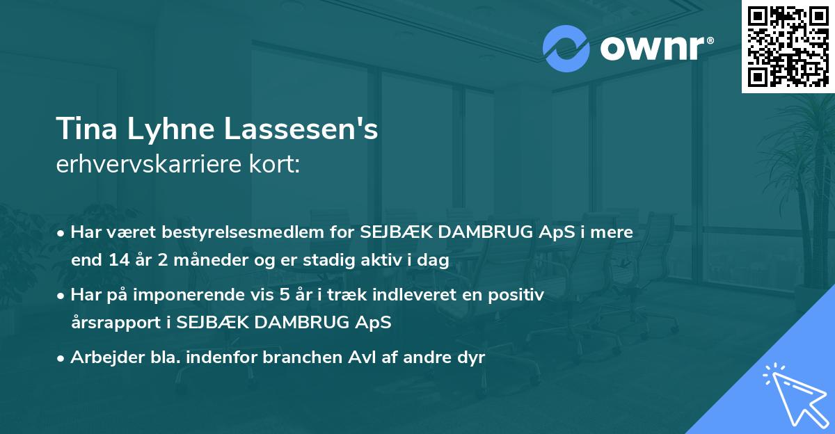 Tina Lyhne Lassesen's erhvervskarriere kort