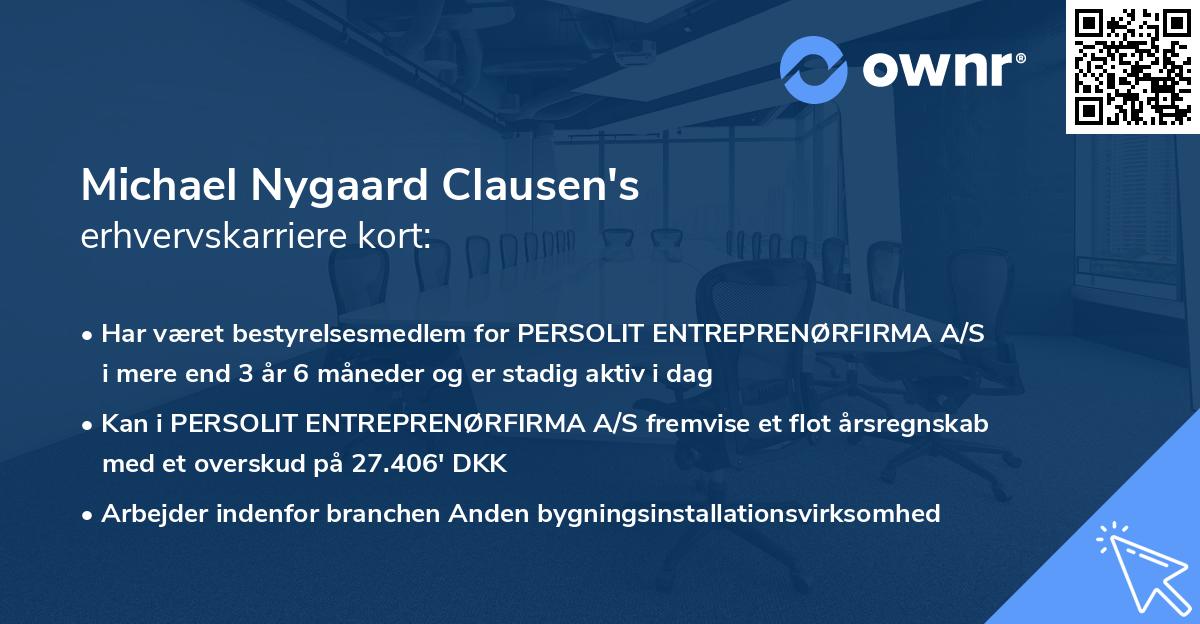 Michael Nygaard Clausen's erhvervskarriere kort