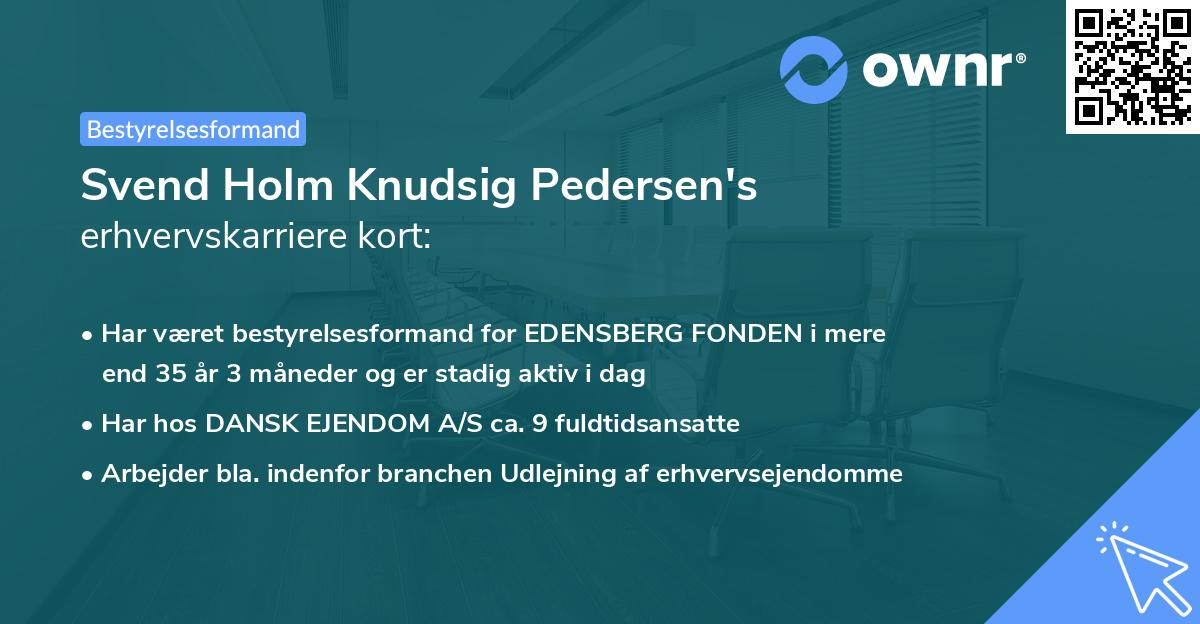 Svend Holm Knudsig Pedersen's erhvervskarriere kort