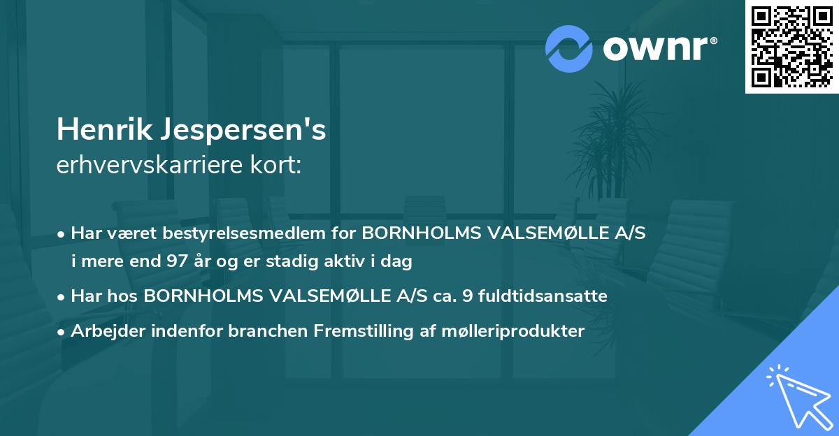 Henrik Jespersen's erhvervskarriere kort