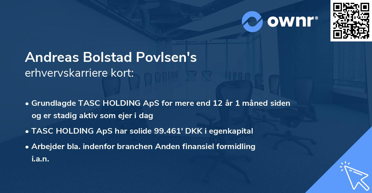 Andreas Bolstad Povlsen's erhvervskarriere kort