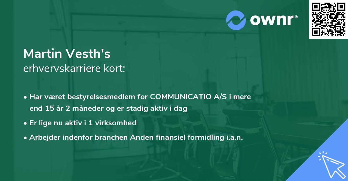 Martin Vesth's erhvervskarriere kort