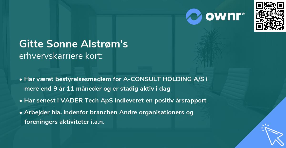 Gitte Sonne Alstrøm's erhvervskarriere kort