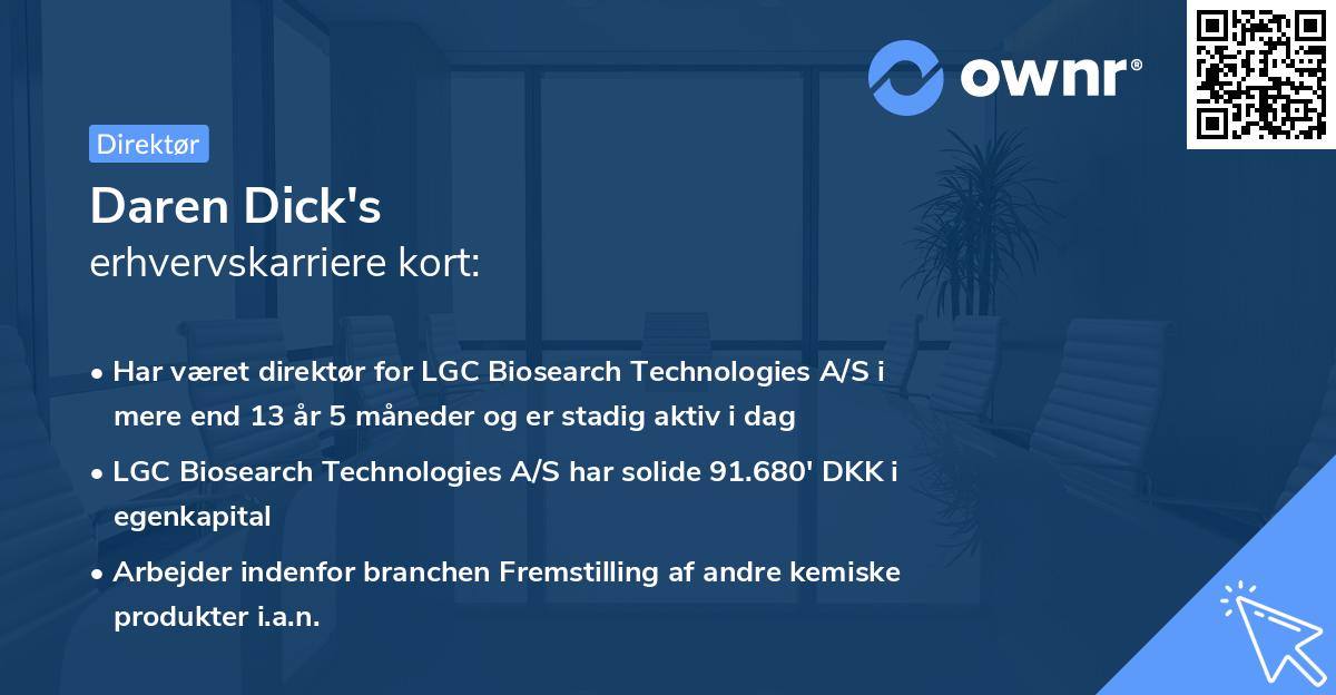 Daren Dick's erhvervskarriere kort