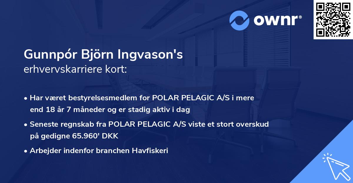 Gunnpór Björn Ingvason's erhvervskarriere kort