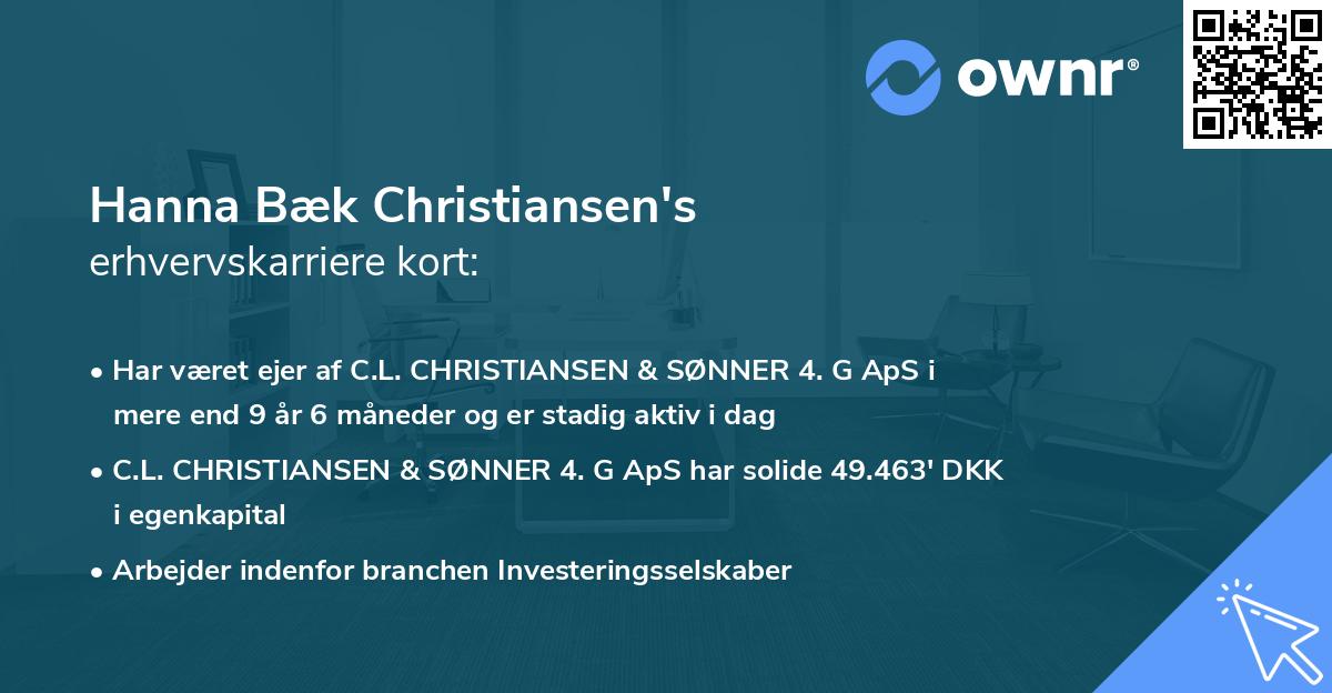 Hanna Bæk Christiansen's erhvervskarriere kort