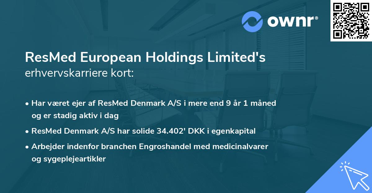 ResMed European Holdings Limited's erhvervskarriere kort