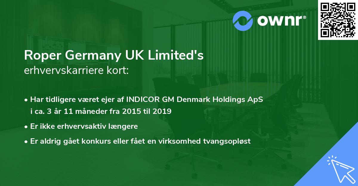 Roper Germany UK Limited's erhvervskarriere kort