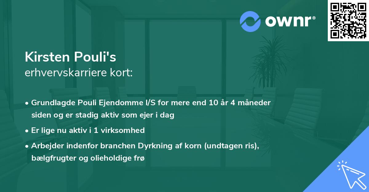Kirsten Pouli's erhvervskarriere kort