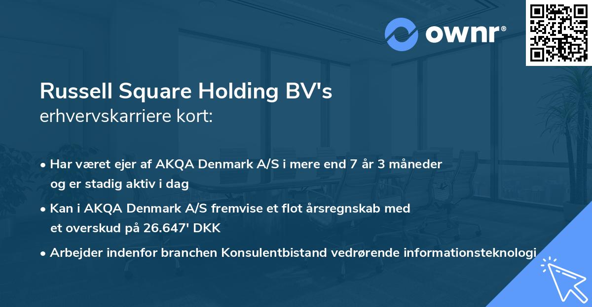 Russell Square Holding BV's erhvervskarriere kort