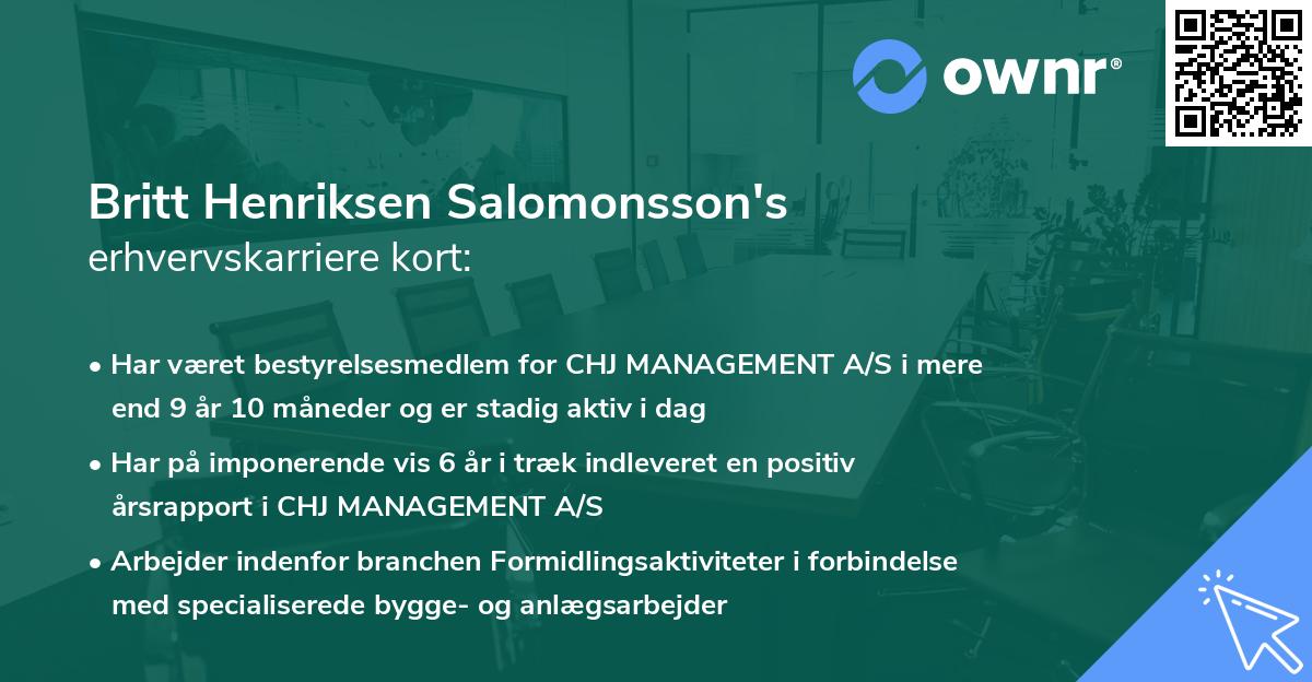 Britt Henriksen Salomonsson's erhvervskarriere kort