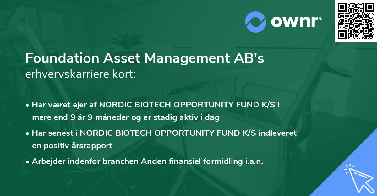 Foundation Asset Management AB's erhvervskarriere kort