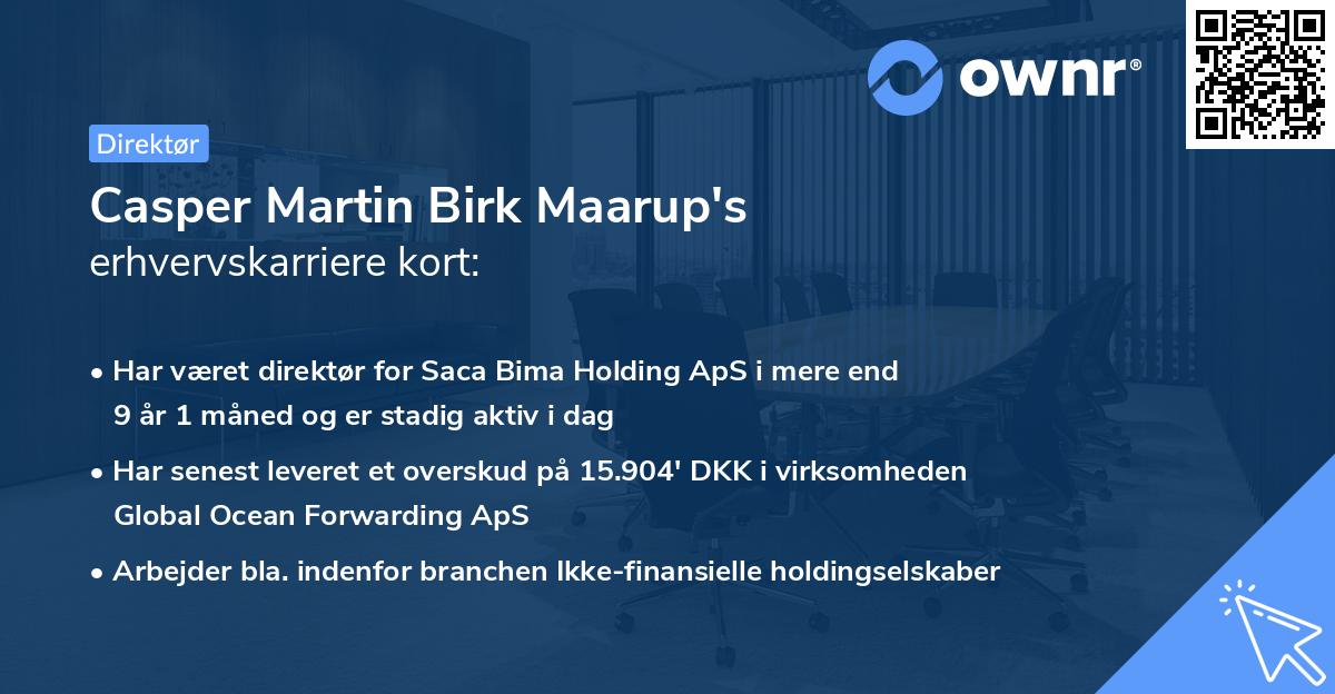 Casper Martin Birk Maarup's erhvervskarriere kort