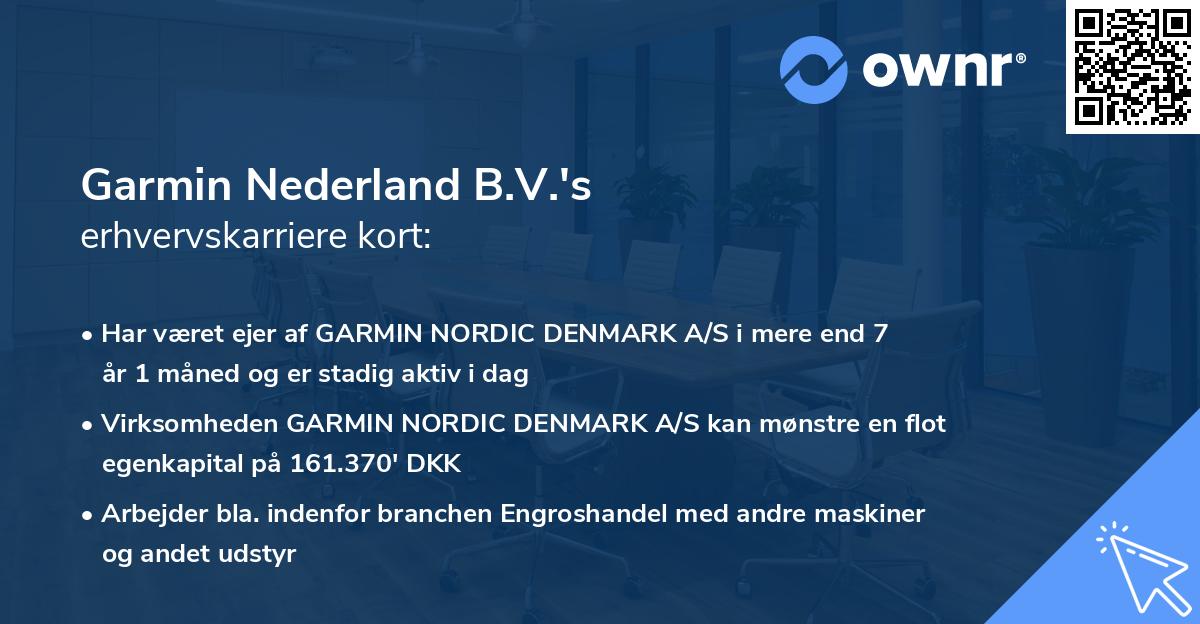 Garmin Nederland B.V.'s erhvervskarriere kort