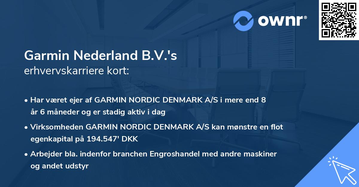Garmin Nederland B.V.'s erhvervskarriere kort