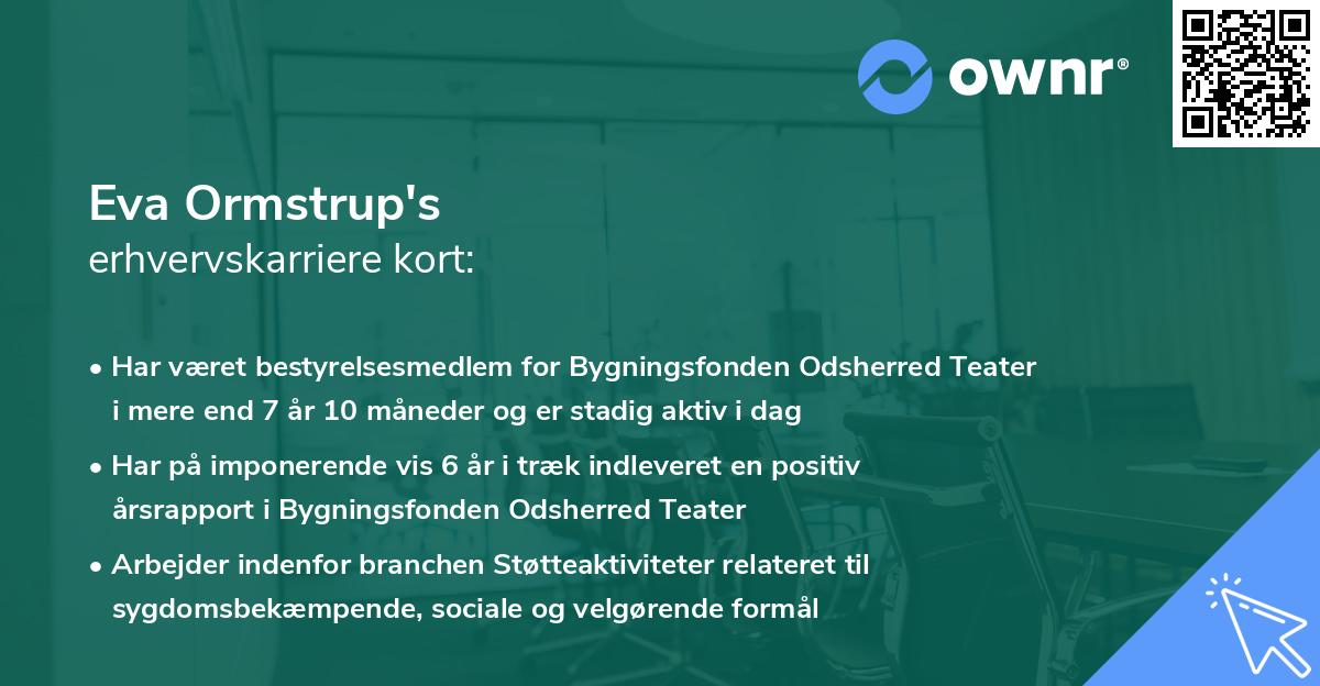Eva Ormstrup's erhvervskarriere kort
