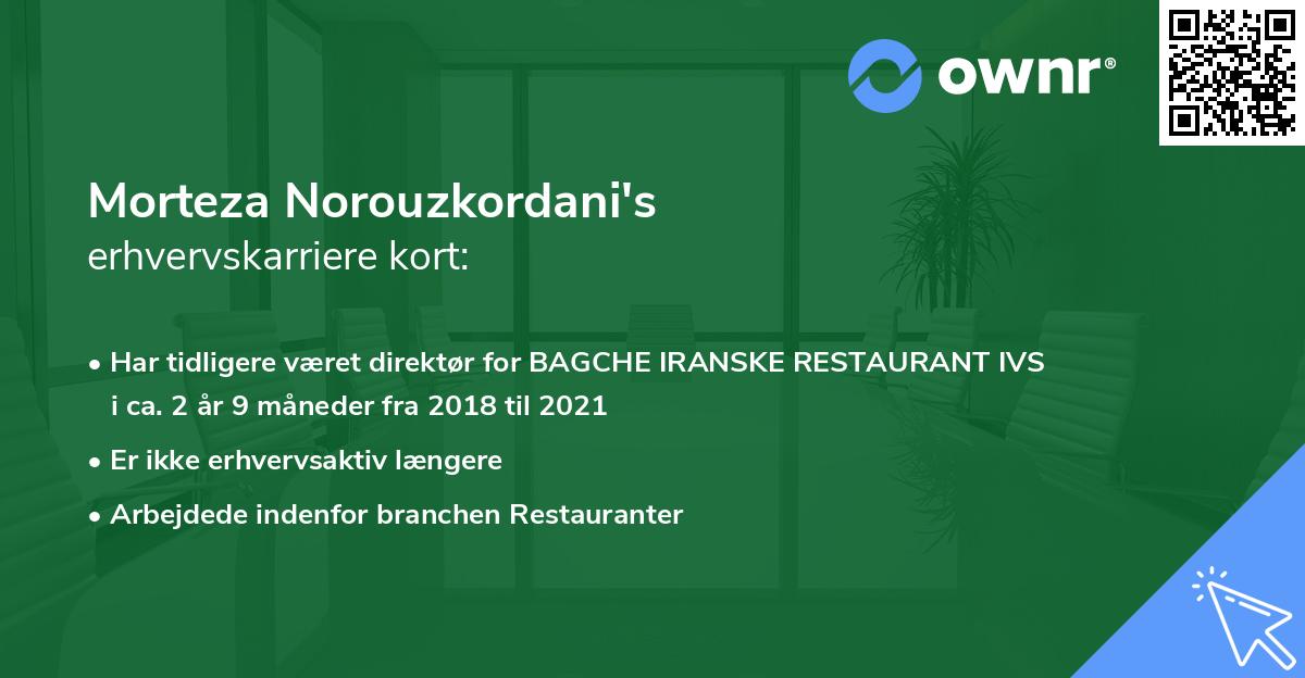 Morteza Norouzkordani's erhvervskarriere kort
