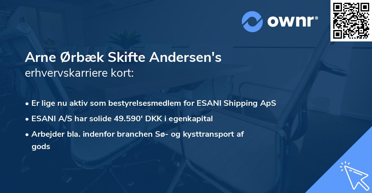 Arne Ørbæk Skifte Andersen's erhvervskarriere kort